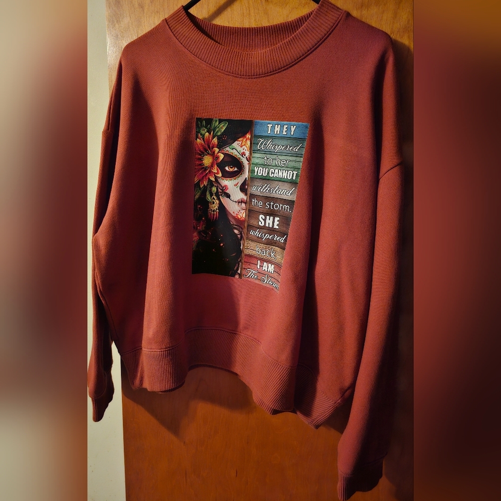 a new day Custom Made Women's Rust Graphic Sweatshirt